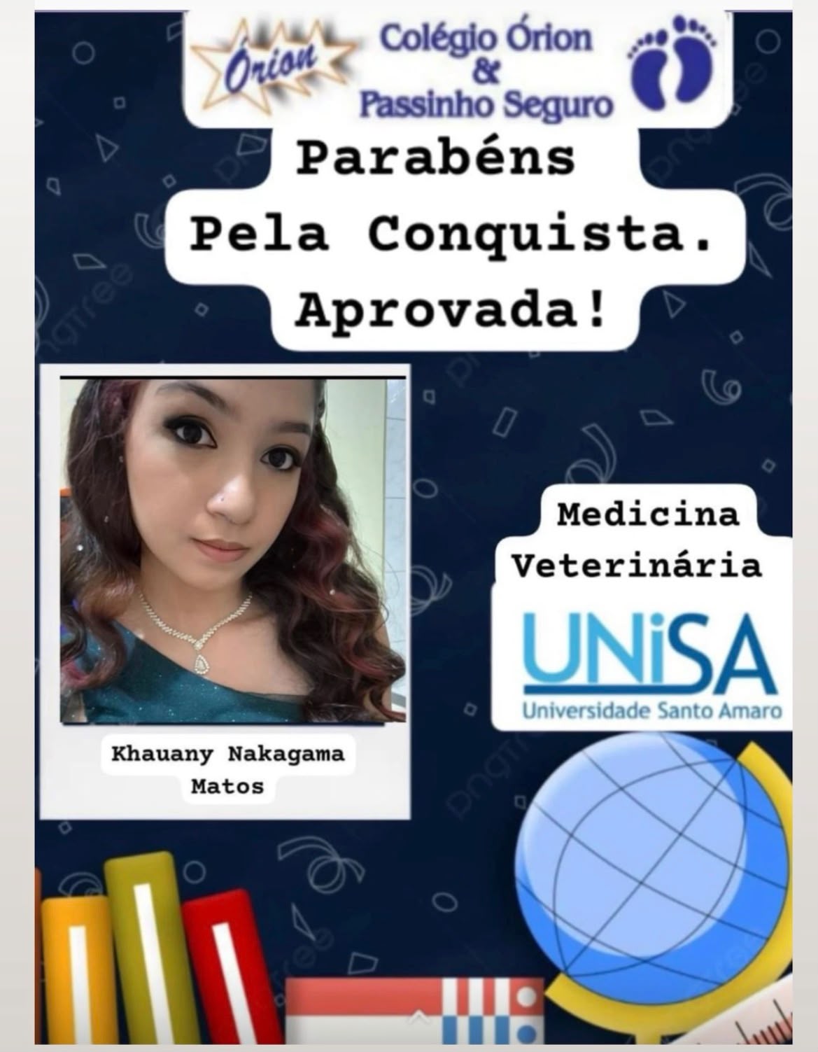 Aprovação de aluna em Medicina Veterinária na UNISA